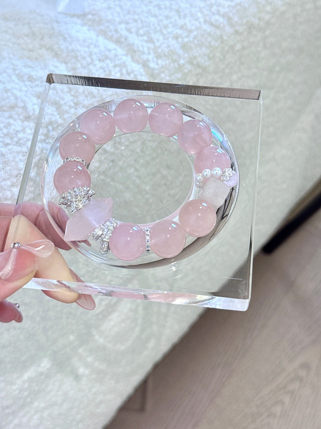▫️▪️ Pink crystal double-pointed bracelet